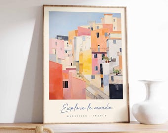 Marseille Frankreich Poster: Alter Hafen Küstenstadt Wandkunst