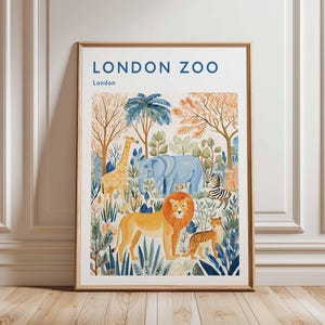 London Zoo Poster, London Travel Poster, Zoo Wall Art, Animal Print London, UK Travel Poster, British Wildlife Art