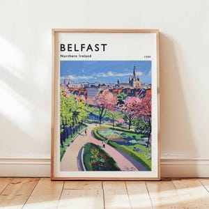 Belfast Poster, Northern Ireland Travel Print, UK City Wall Art, Titanic Decor, Travel Gift, Cityscape Print, Northern Ireland Travel Art