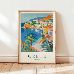 Crete Poster, Greece Travel Print, Mediterranean Island Wall Art, Crete Travel Decor, Beach Art, Greek Island Print, Greece Travel Art