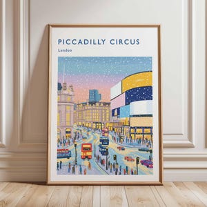 Piccadilly Circus Poster, London Travel Poster, Piccadilly Circus Wall Art, West End Print, UK Landmark Poster, British Culture Art