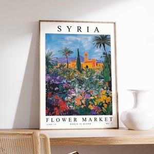 Syria Flower Market Poster, Syria Print, Syrian Floral Wall Art, Syria Floral Decor, Botanical Poster, Levantine Art, Middle East Travel Art