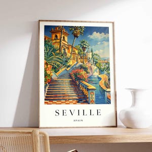 Póster de Sevilla, Póster de España, Arte mural de Sevilla, Impresión española, Impresión de Sevilla, Decoración de Andalucía, Decoración de Sevilla, Arte mural de España