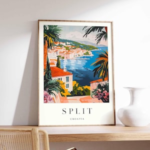 Split Poster, Croatia Travel Print, Dalmatia Wall Art, Croatian Coastal Decor, Split Diocletian&#39;s Palace Poster, Europe Travel Art