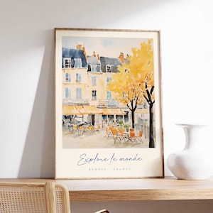 Pôster de Rennes, Impressão de viagem à França, Impressão de arte de distrito histórico, Decoração da cidade da França, Arte de vista da arquitetura da Bretanha, Presente de viagem à França