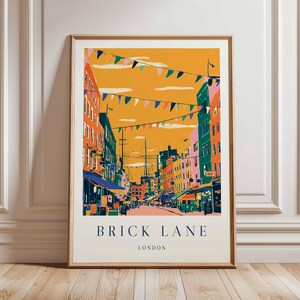 Brick Lane Poster, London Travel Poster, Brick Lane Wall Art, East London Print, UK City Poster, Street Market Art, British Culture Decor