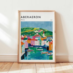 Aberaeron Poster, Wales Travel Print, Ceredigion Wall Art, Harbour Decor, UK Travel Gift, Coastal Print, Aberaeron Print, Wales Travel Art