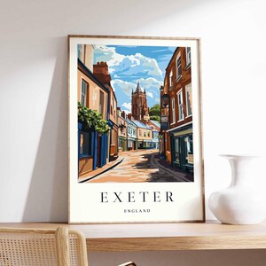 Exeter Poster, England Travel Print, British Decor, United Kingdom Travel Poster, City Print, Exeter Gift, Exeter Travel Poster