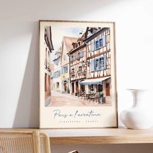 Straßburg Poster, Frankreich Reisedruck, Altstadt Kunstdruck, Frankreich Elsass Dekor, Europäische Architektur Wandkunst, Frankreich Reisegeschenk