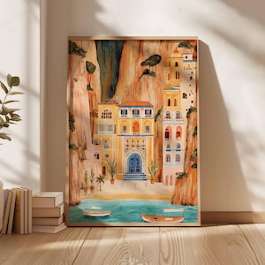 Amalfi Coast Poster, Italy Travel Print, Positano Wall Art, Coastal Home Decor, Mediterranean Art, Italian Landscape Gift