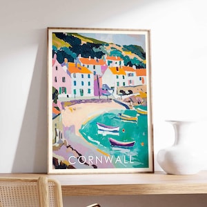 Affiche des Cornouailles, impression des Cornouailles, art mural des Cornouailles, affiche de voyage des Cornouailles au Royaume-Uni, impression côtière des Cornouailles, impression de la plage des Cornouailles, décoration des Cornouailles
