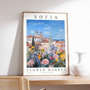 Sofia Flower Market Poster, Sofia Print, Bulgarian Floral Wall Art, Sofia Floral Decor, Botanical Poster, Bulgaria Print, Europe Travel Art