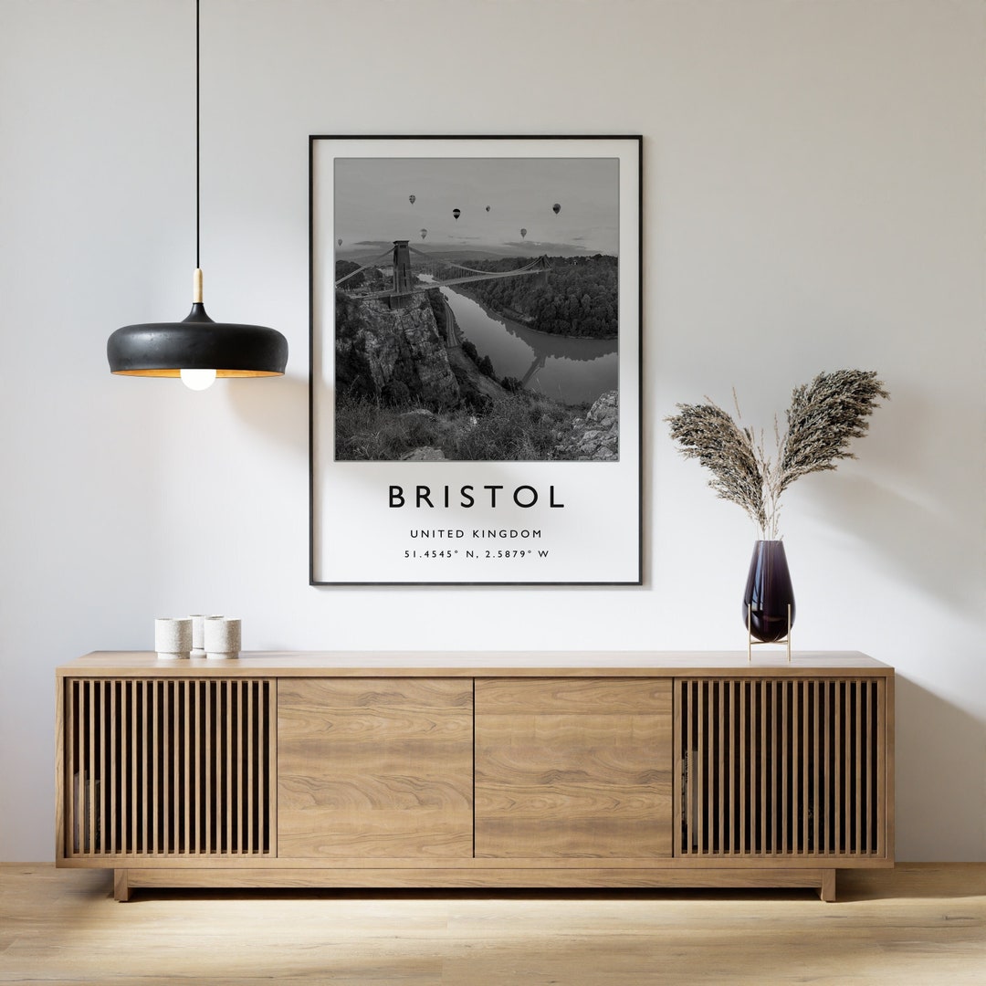 Bristol Travel Poster Black And White Clifton Suspension Bridge Art bristol-travel-poster-black-and-white-clifton-suspension-bridge-art