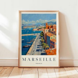 Marseille Poster, France Travel Print, Provence Wall Art, Old Port Decor, European Travel Gift, Mediterranean City Print, France Travel Art