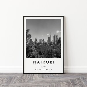 Nairobi Travel Print, Nairobi Kenya Travel Poster, Africa Travel Print, Travel Art, Travel Poster, Black and White, Gift, A2/A3/A3 image 3