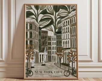 New York City Poster | Botanical Street Print | Urban Wall Art