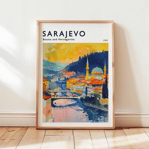 Sarajevo Poster, Bosnia and Herzegovina Travel Print, European Wall Art, Cityscape Decor, Sarajevo Travel Gift, Bosnia and Herzegovina Art