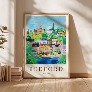 Bedford Poster, UK Print, Bedford Print, Town Wall Art, Bedford Decor, UK City Poster, Bedford Art, Bedford Landscape, Bedford Gift