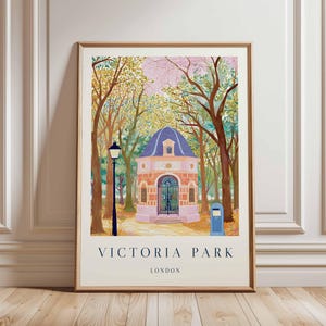 Victoria Park Poster, London Travel Poster, Victoria Park Wall Art, UK Nature Poster, British Landscape Art, London Park Decor