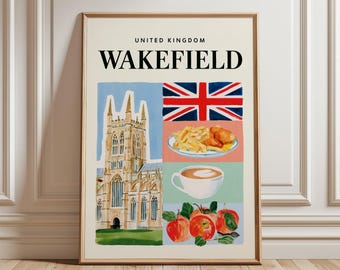 Wakefield Travel Poster | United Kingdom City Print | British Landmark Wall Art