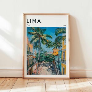Lima Poster, Peru Travel Print, South America Wall Art, Colonial City Decor, Lima Travel Gift, Cityscape Print, Peru Travel Art