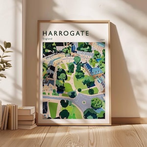 Harrogate Poster, England Travel Print, Yorkshire Print, England Wall Art, Spa Town Decor, UK Print, North England Print, UK Travel Art