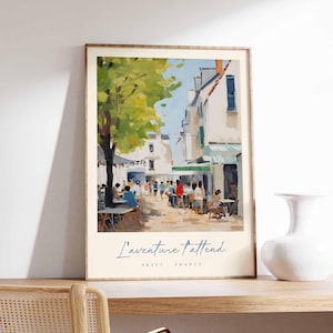 Brest Poster, Frankreich Reisedruck, Hafenstadt Kunstdruck, Frankreich Küstenwandkunst, Bretagne Maritime Szene Dekoration, Frankreich Reisegeschenk