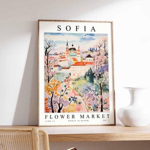 Sofia Flower Market Poster, Sofia Print, Bulgarian Floral Wall Art, Sofia Floral Decor, Botanical Poster, Bulgaria Print, Europe Travel Art