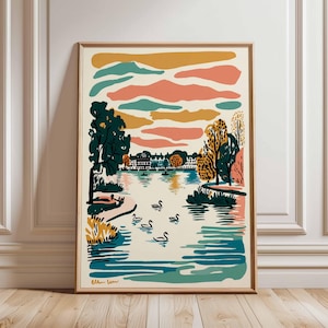 Regents Park Poster, London Travel Poster, Regents Park Wall Art, London Park Print, UK City Poster, British Nature Art, London Decor Print