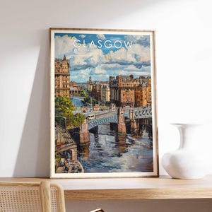 Glasgow Poster, Scotland Print, Glasgow Wall Art, Glasgow City Print, Glasgow Artwork, Glasgow Decor, Scottish Poster, Glasgow Cityscape