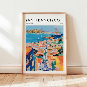 San Francisco Poster, California Travel Print, USA Wall Art, Golden Gate Bridge Decor, San Francisco Travel Gift, California Travel Art