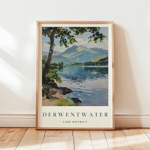 Derwentwater Poster, Lake District Travel Print, Cumbria Wall Art, UK Travel Decor, Landscape Print, Lake District Poster, UK Travel Art