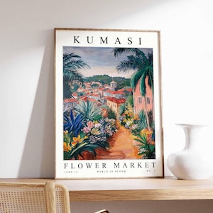Kumasi Flower Market Poster, Kumasi Print, Ghanaian Floral Wall Art, Kumasi Floral Decor, Botanical Poster, Ghana Art, Africa Travel Print