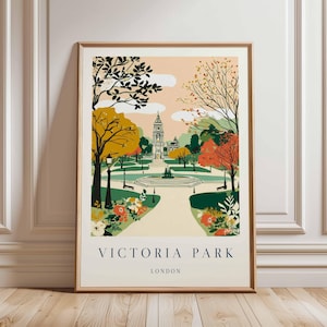 Victoria Park Poster, London Travel Poster, Victoria Park Wall Art, UK Nature Poster, British Landscape Art, London Park Decor