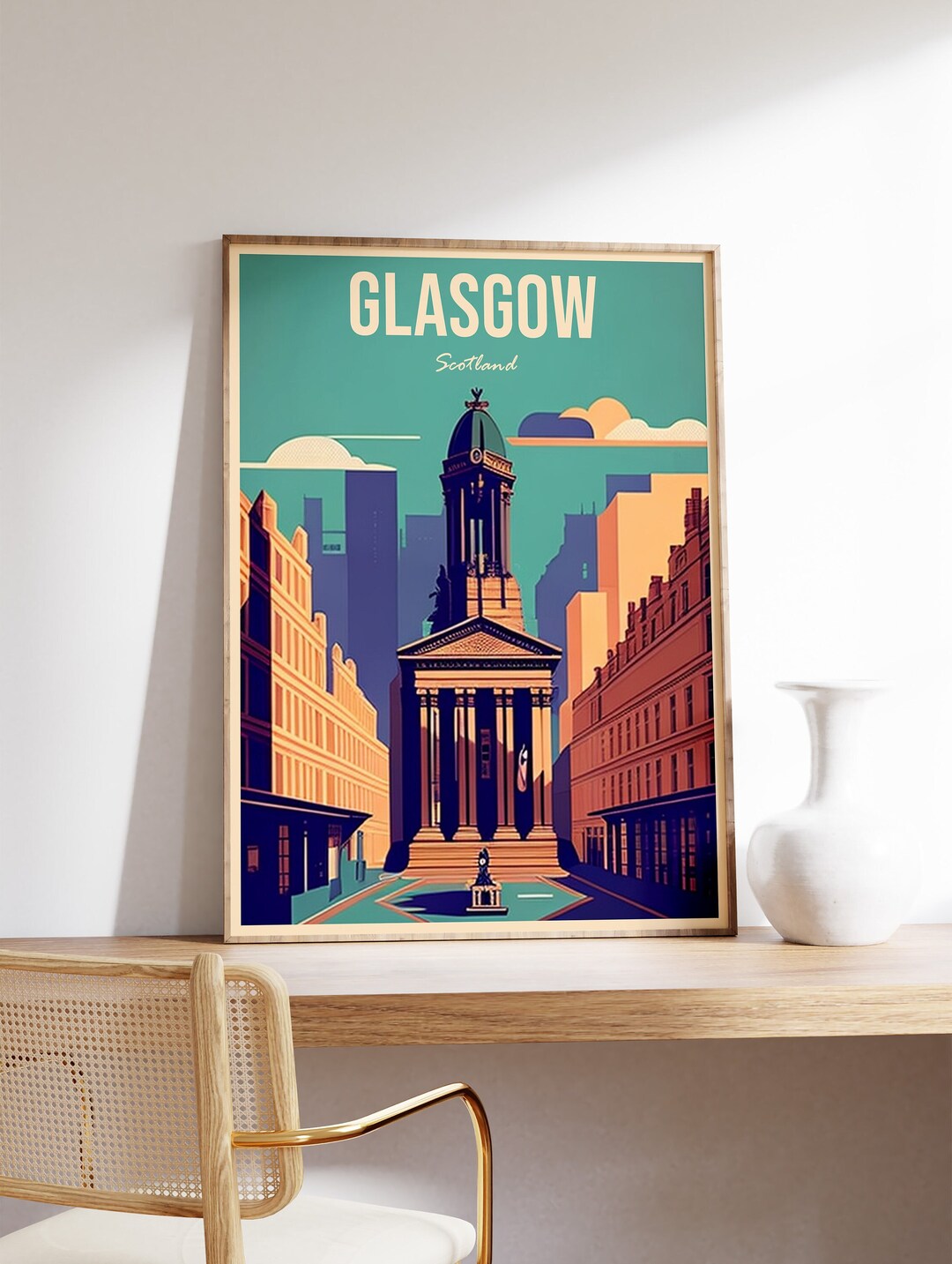 Glasgow Travel Print, Glasgow Travel Poster, Scotland Travel Wall Art