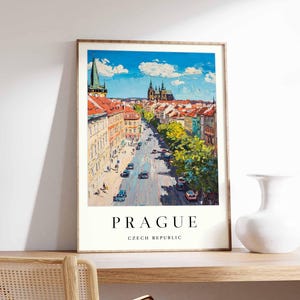 Prague Poster, Czech Republic Travel Print, Charles Bridge Print, Cityscape Wall Decor, Prague Castle View Art, European Travel Gift