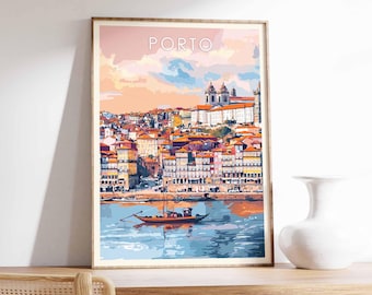Porto Cityscape Art Print: Portugal Travel Poster