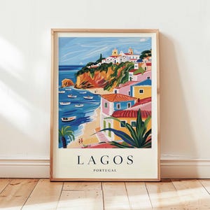 Lagos Poster, Portugal Travel Print, Algarve Coast Wall Art, Beach Decor, European Travel Gift, Coastal Town Print, Portugal Travel Art