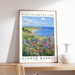 Northumberland Flower Market Poster, Northumberland Print, English Floral Wall Art, Northumberland Floral Decor, Botanical Poster, UK Art