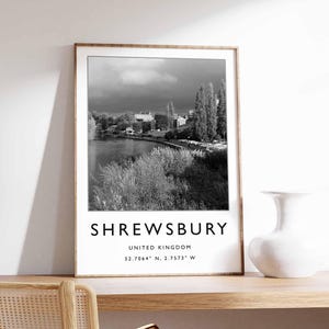 Shrewsbury Poster, UK Print, Shrewsbury Wall Art, Shrewsbury Decor, Shrewsbury Print, Historic Town Art, Shrewsbury Gift