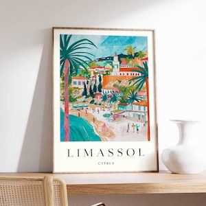 Limassol Poster, Cyprus Travel Print, Cypriot City Wall Art, Mediterranean Decor, Limassol Wall Art, Cyprus Coastal Print, Europe Travel Art