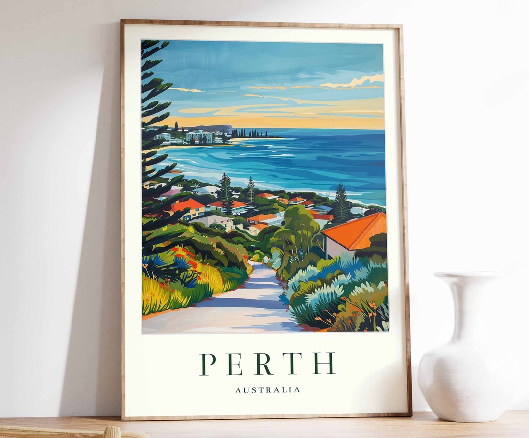 Perth Travel Poster: Australia Coastal Art Print - Etsy
