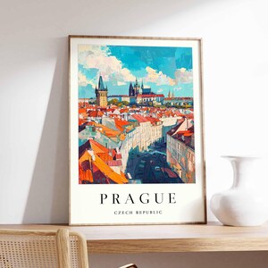 Prague Poster, Czech Republic Travel Print, Charles Bridge Print, Cityscape Wall Decor, Prague Castle View Art, European Travel Gift