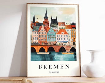 Bremen Germany Travel Poster: European City Wall Art