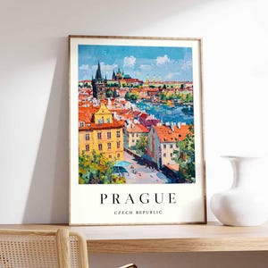 Prague Poster, Czech Republic Travel Print, Charles Bridge Print, Cityscape Wall Decor, Prague Castle View Art, European Travel Gift