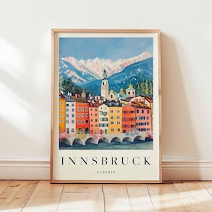 **Innsbruck Poster, Österreich Reisedruck, Alpenstadt Wandkunst, Berg Dekor, **Innsbruck Reisegeschenk, Tirol Druck, Österreich Reisekunst.**