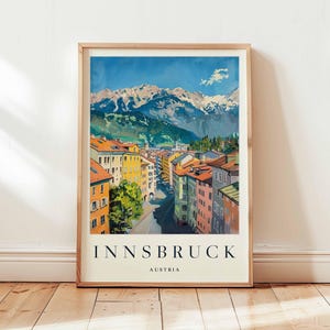 **Innsbruck Poster, Österreich Reisedruck, Alpenstadt Wandkunst, Berg Dekor, **Innsbruck Reisegeschenk, Tirol Druck, Österreich Reisekunst.**