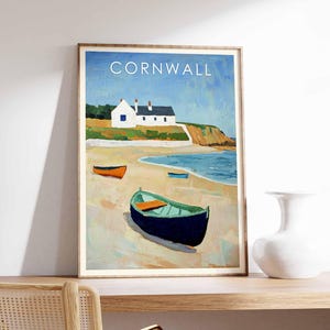 Poster della Cornovaglia, stampa della Cornovaglia, arte murale della Cornovaglia, poster di viaggio della Cornovaglia nel Regno Unito, stampa costiera della Cornovaglia, stampa della spiaggia della Cornovaglia, decorazioni della Cornovaglia