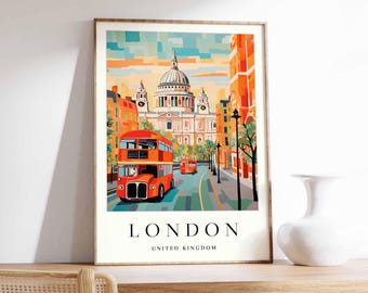 London Travel Poster: UK City Wall Art Print