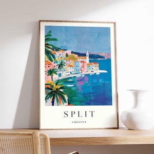 Split Poster, Croatia Travel Print, Dalmatia Wall Art, Croatian Coastal Decor, Split Diocletian&#39;s Palace Poster, Europe Travel Art